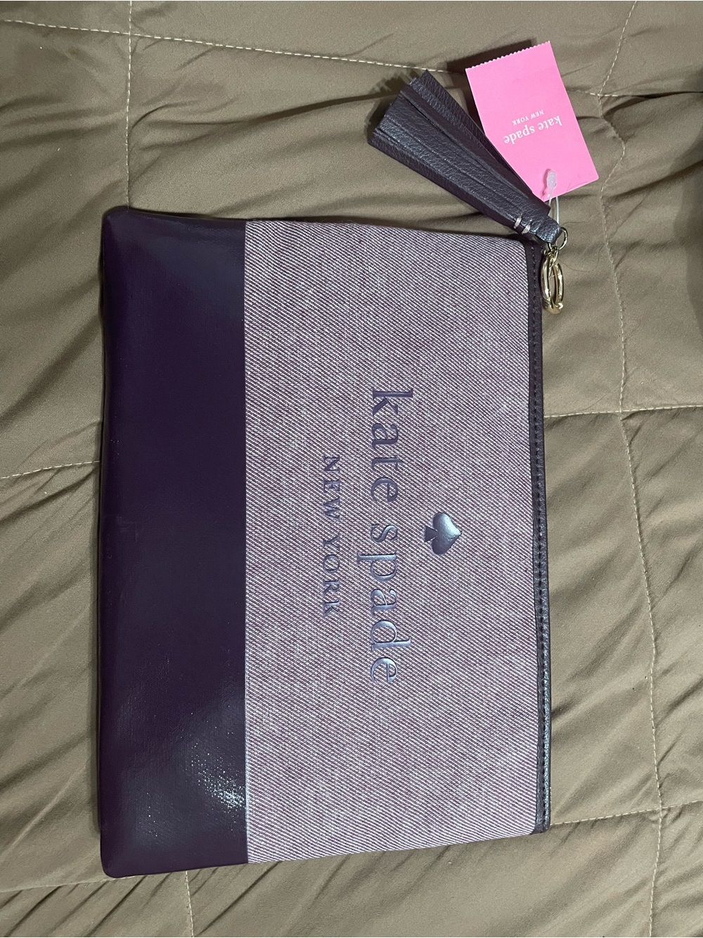 kate spade Deep Purple and Lavender Zip Pouch with Tassel